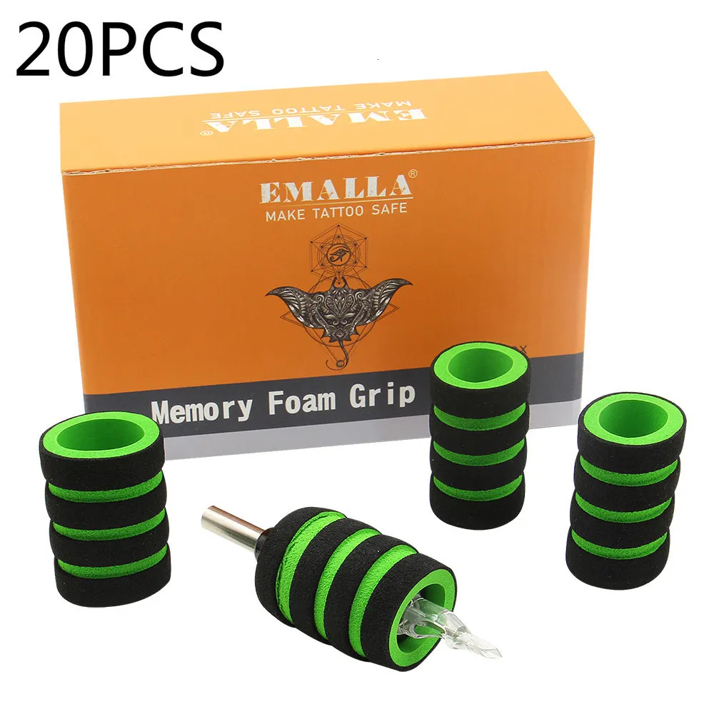 Tatouage Grips Emalla 20 pcs 22 mm Memory Magas Tattoo Grip Countes pour tout acier inoxydable et glips de tube de tatouage jetable 1 "230811