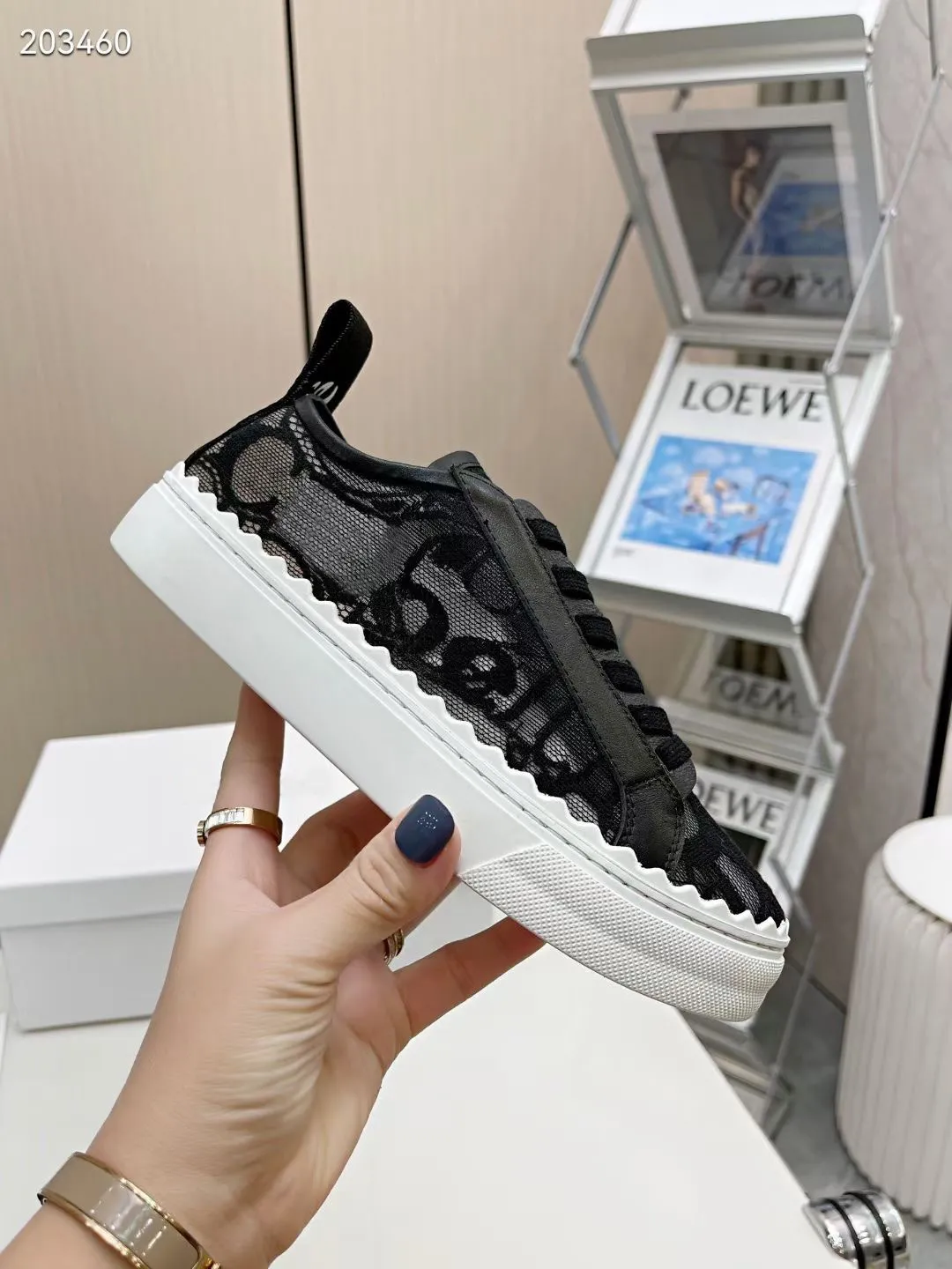 Designer Designer Laurens Scarpe in pelle Sneaker Classe White Black White Womens Spettacini casual Sports Sports Spect Luxury Jogging Running Shoe