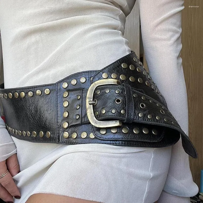 Belts Weekeep Punk Style Asymmetric Belt Rivet Stitched Leather For Women Gothic Streetwear PU Waistband Harajuku Aesth E4Q5