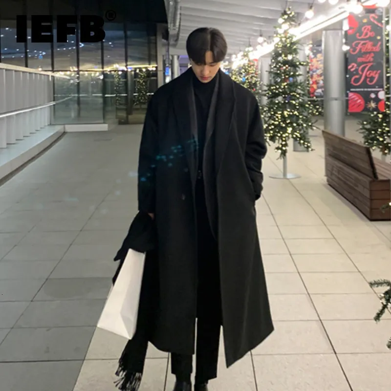 Мужские куртки IEFB Корейская тенденция свободная повседневная одноразовая пальто Осенняя зимняя мода с длинным рукавом 9d1655 230812