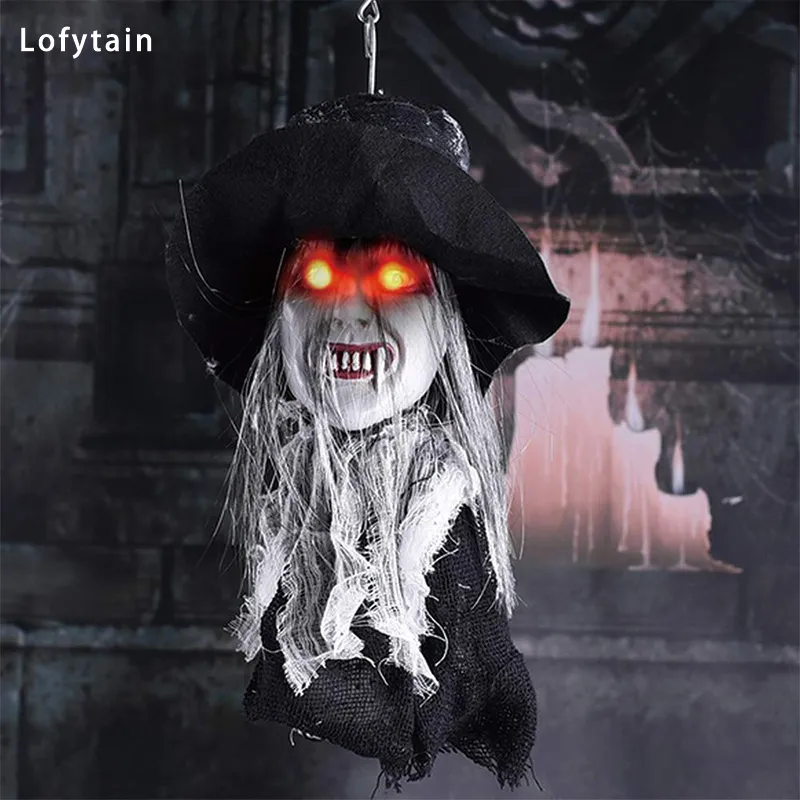 Autre événement Fourniture de fête Lofytain 360 ° Rotation de rotation Hanging Ghost Head Electric Drive Sound contrôlé Halloween Decoration House House Ktv Bar Props 230811