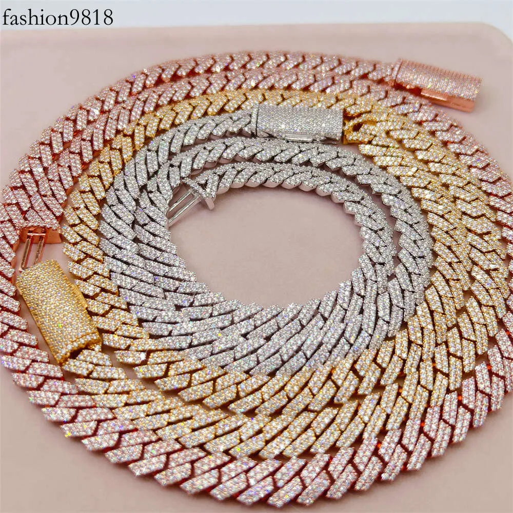 2022 NY DESIGN HIP HOP SMYELTY CUSTOM Sterling Sier 10mm Armband Halsband Mens Iced Out Cuban Link Chain