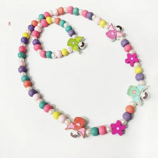 5 styles kids necklace sets Rainbow Charm Beads bracelet accessory Colorful beads Bird Flower kids girl Birthday Jewelry gift