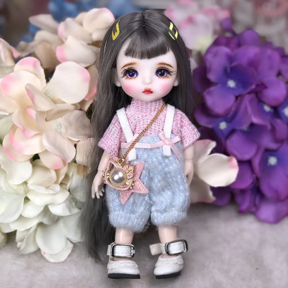 Dolls 17CM BJD Doll Ball Jointed Handmade Makeup Face With Fashion Clothes Multicolor 3D Eyes Vinyl Head Body For Girl Toys Gift 230811