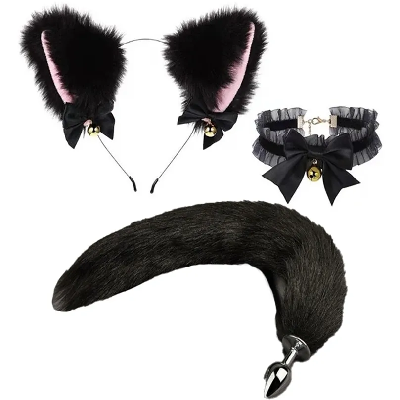 Anal Toys Tail Plug Sex Metal Butt Cute Soft Cat Ears Headbands Erotic Cosplay Couples Accessories For Women Men 230811