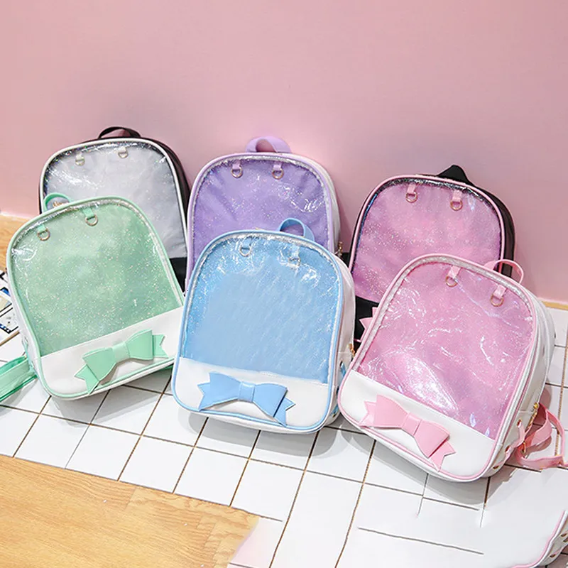 Школьные сумки очистки прозрачные рюкзак Harajuku Bow-Nknot Itabags Bags School Sacks для подростков-дизайнеров дизайнера Ita book Book Bound Bolsa 230811