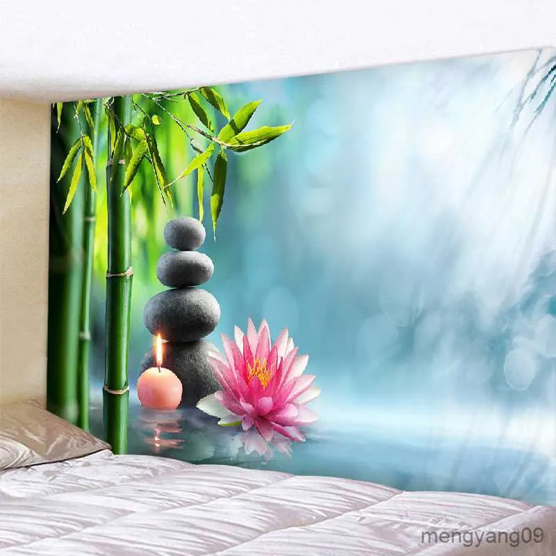 Tapissries Wall Tapestry Garden Massage and Water Lily Beach Handduk Kasta filt Picknick Yoga Mat Family Outfit R230812