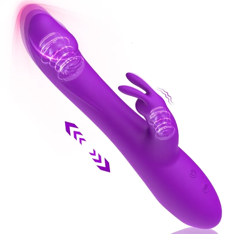 Vibratorer Rabbit Vibrator Telescopic Dildos Clitoris Stimulator G Spot Masturbator Massager Vagina Sex Toys for Women 230811