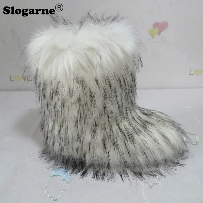 Boots Winter Fuzzy Boots Womens Faux Fur Boots Ladies Warm Furry