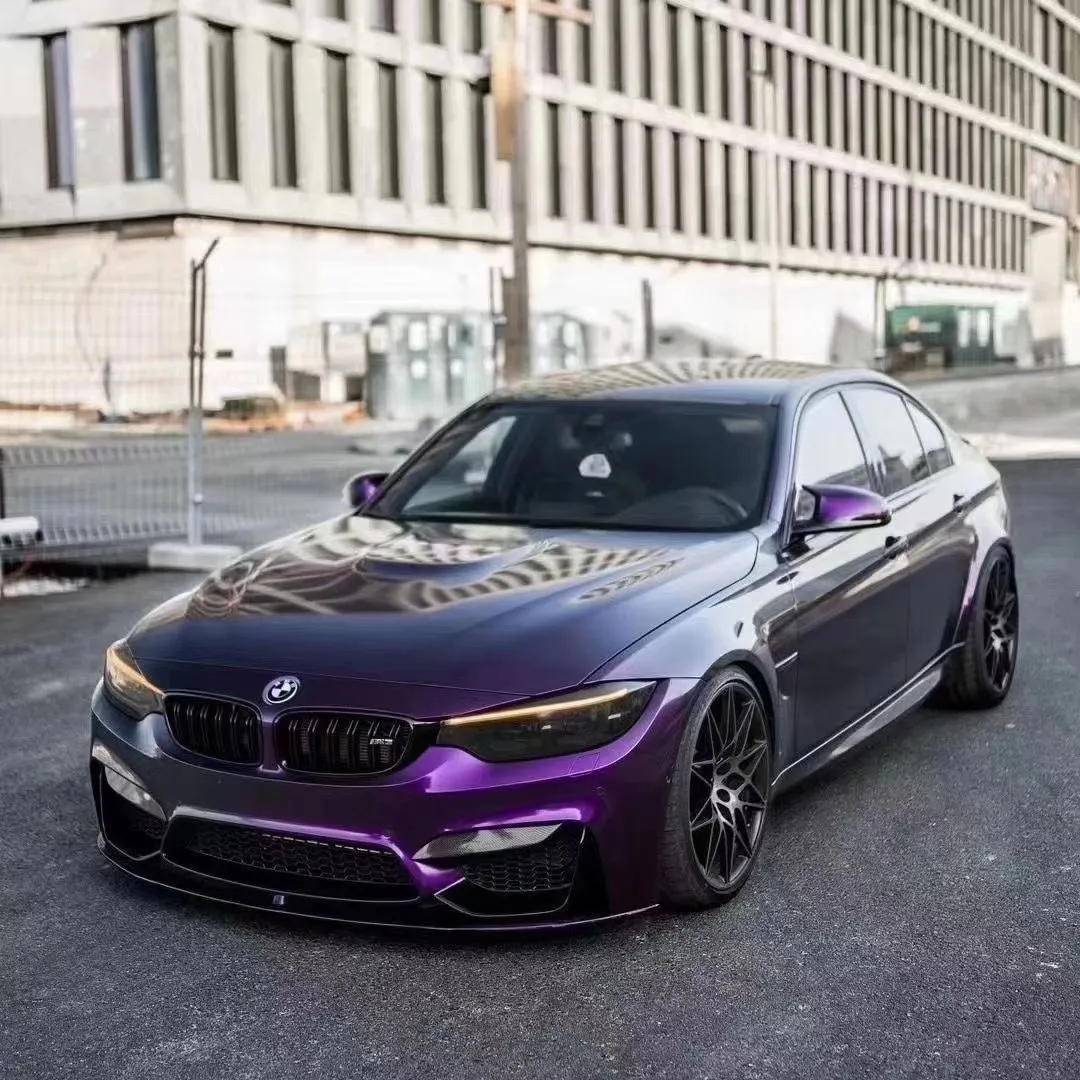 Premium Midnight Purple Glanzend Metallic Vinyl Wrap Car Wrap Met Luchtbel Met Lage Kleeflijm Maat 1 52 20M Rol3038