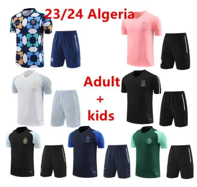 23 24 알제리 트랙 슈트 Mahrez Short Sleeved Shorts 축구 유니폼 Algerie Bounedjah Surgetement Fee Feghoul 남자 아이들 운동복 훈련복 유니폼