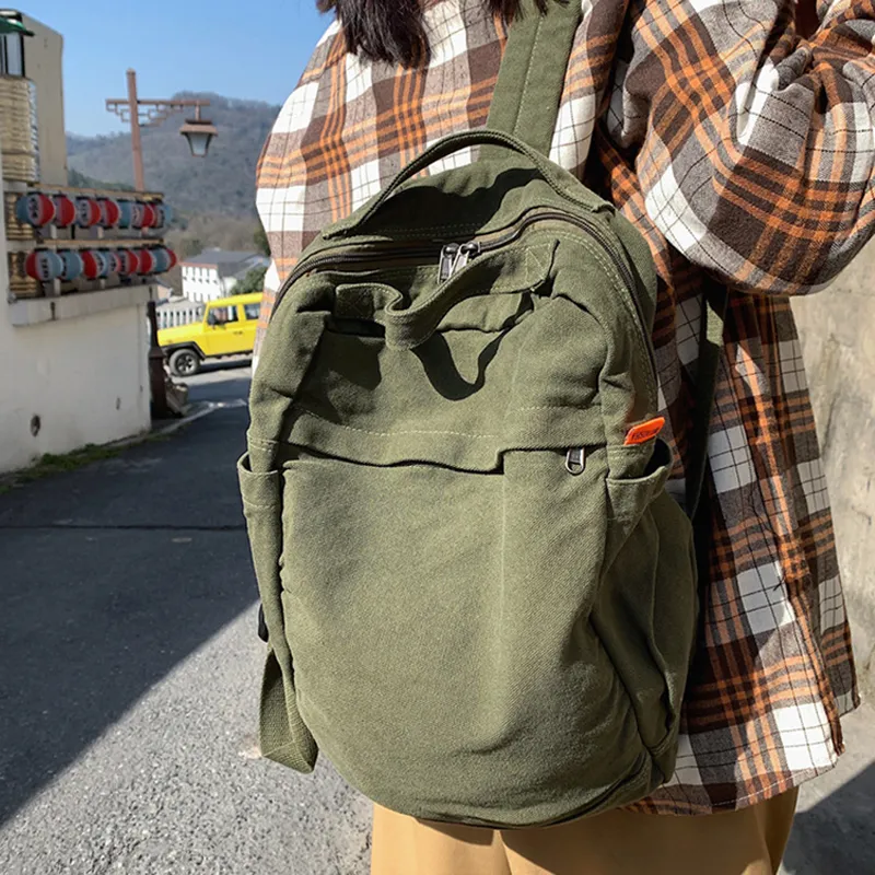 학교 가방 Annmouler Women Backpack Canvas Rucksack Casual Sulture Daypack Unisex Book Bag 230811 용 대용량 학교 가방