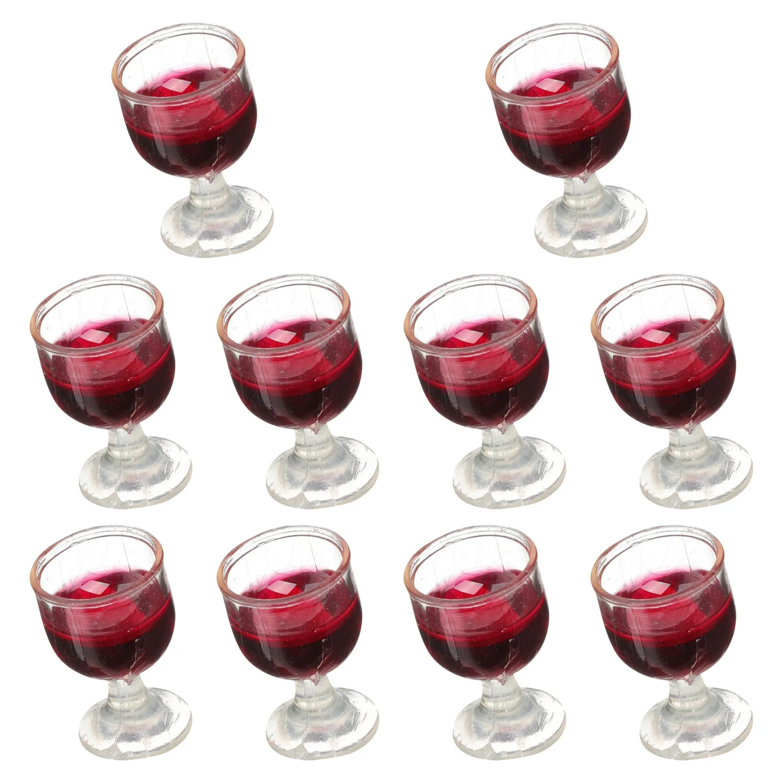 Accessoires de maison de poupée 10 pcs en verre de poupée mini mini verres de champagne décor artisanat miniature tasse de cocktail pvc miniatures décoratives 230812