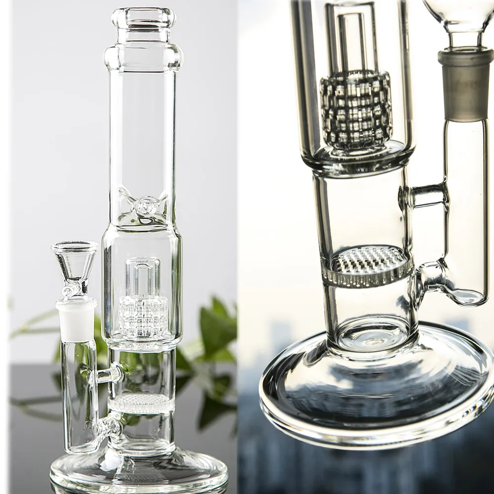 Bägare bongs vattenpipa fryserbar spole isrök vattenrör nedstam perc dab riggar hårt glas vatten bong med klipp 18mm fog