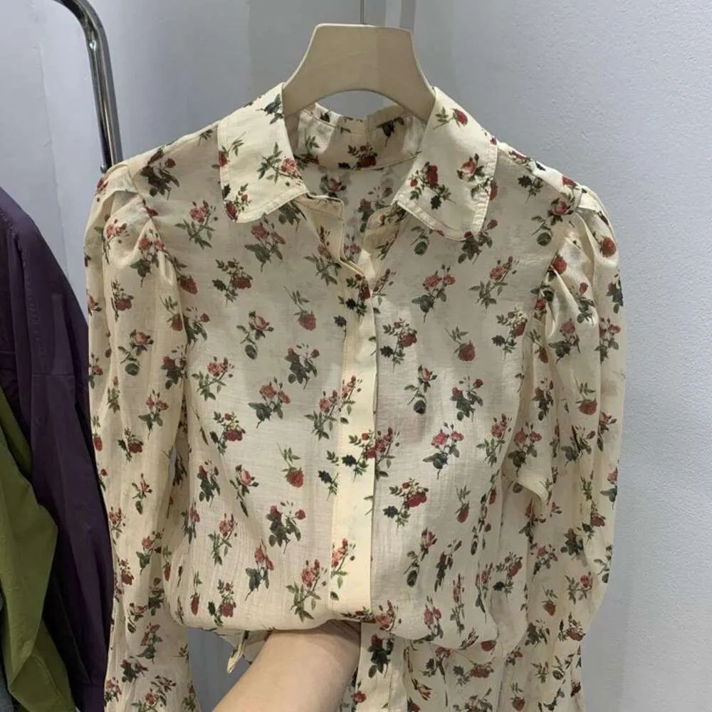 Camisa de mangas compridas florais frances