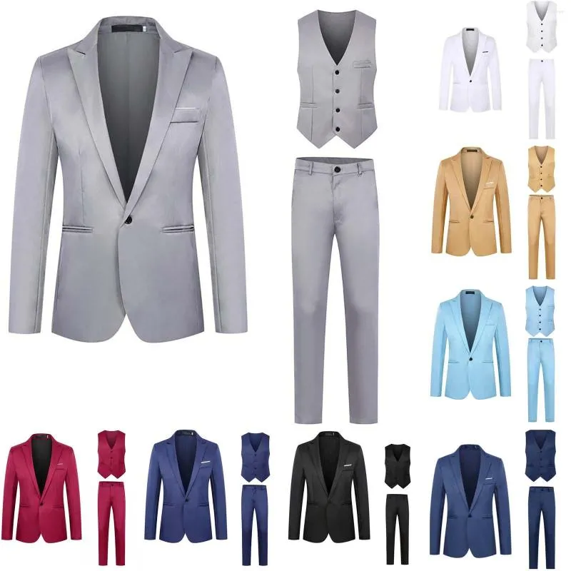 Men's Suits Suit Solid Color Fashion Casual Dress Up Pants Jacket Undershirt Mens Costume Men Regular Fit