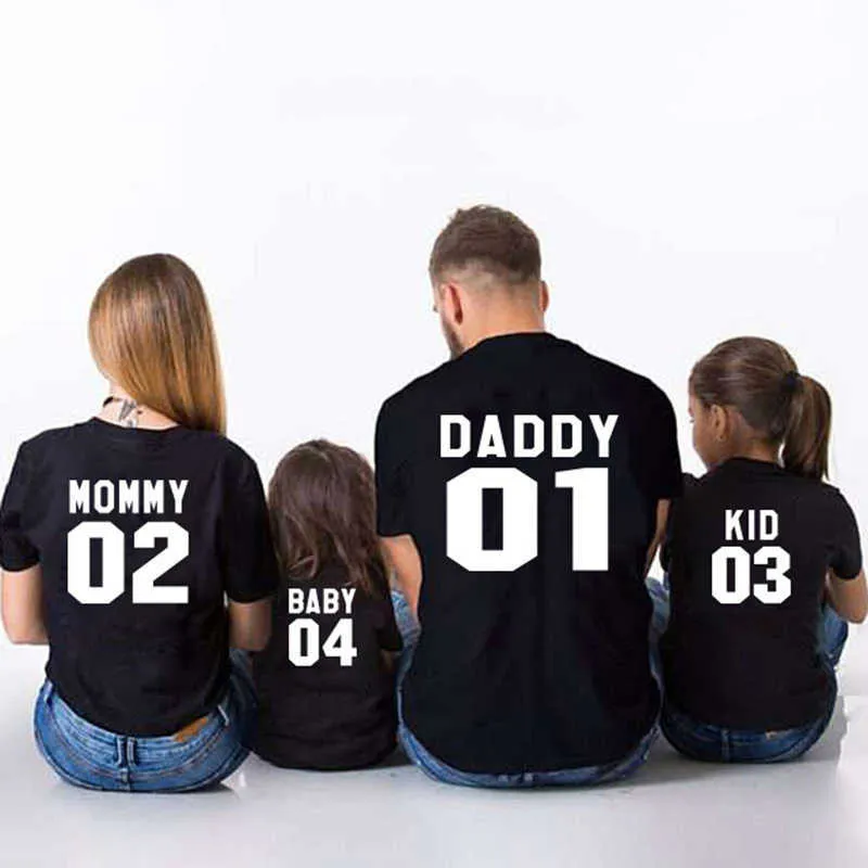 Familie matching outfits familie matching kleding t-shirt katoenen jongen baby shirts mama en dochter outfit vader moeder zoon meisje jongenskleding