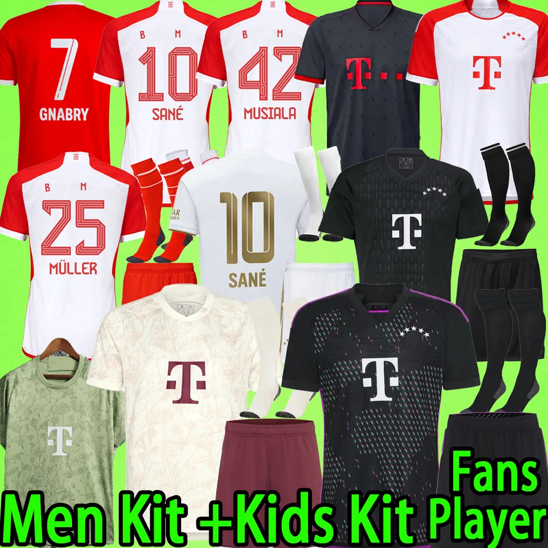 Кейн Бавария футбольные майки 2023 2024 Munichs Men Set Kid Kit Shorts Socks Neuer вратарь Muller Sane Musiala Minjae 23 24 фанаты версия игрока футбольная рубашка мальчики