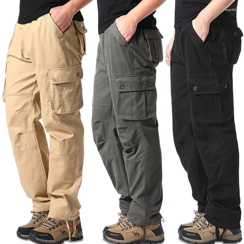 Men's Pants Spring And Autumn Cargo Multi-Pocket Loose Work Clothes Military Running Training Sports Cotton Large Size