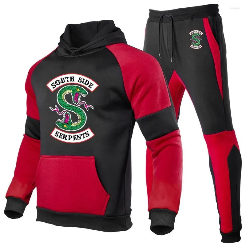 Riverdale Southside Serpents Tracksuit Mens 2024 Spring Casual Hoodie and Sweatpants