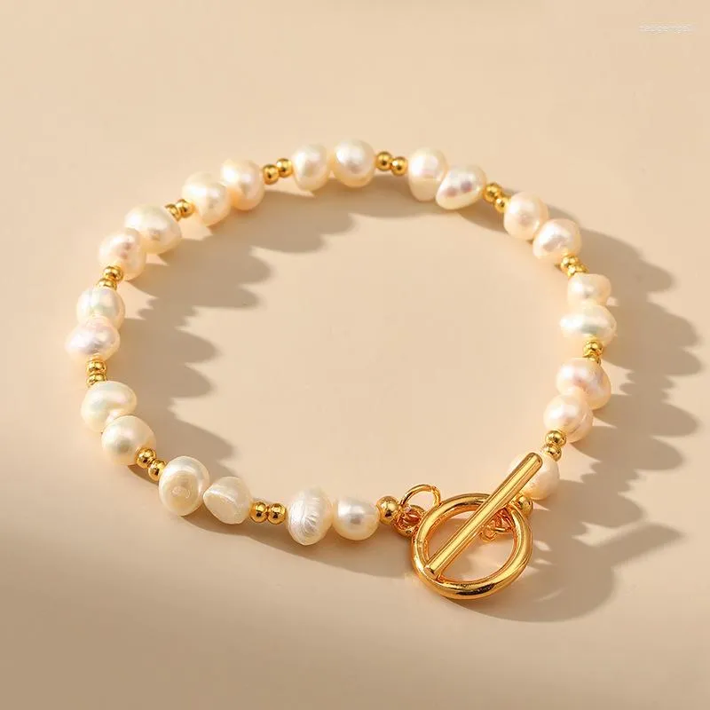 Strand Ccgood 2023 Bracciale di perle d'acqua dolce naturale oro placcato per donne alla moda estiva di gioielli