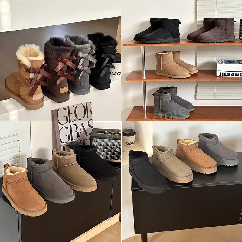 Australien Australian Classic Warm Boots Designer Damen Ugglie Mini Half Snow Boot Winter Vollfell Flauschige pelzige Tasman Ankle Booties Hausschuhe