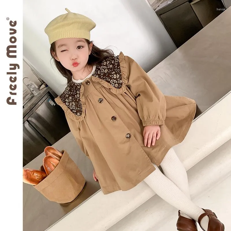 Muovi liberamente 2023 Girls Fashion Trench's Children's Abbigliamento per bambini COLLARE FLORALE COLLARE LUNGO BAMBINO BAMBINO