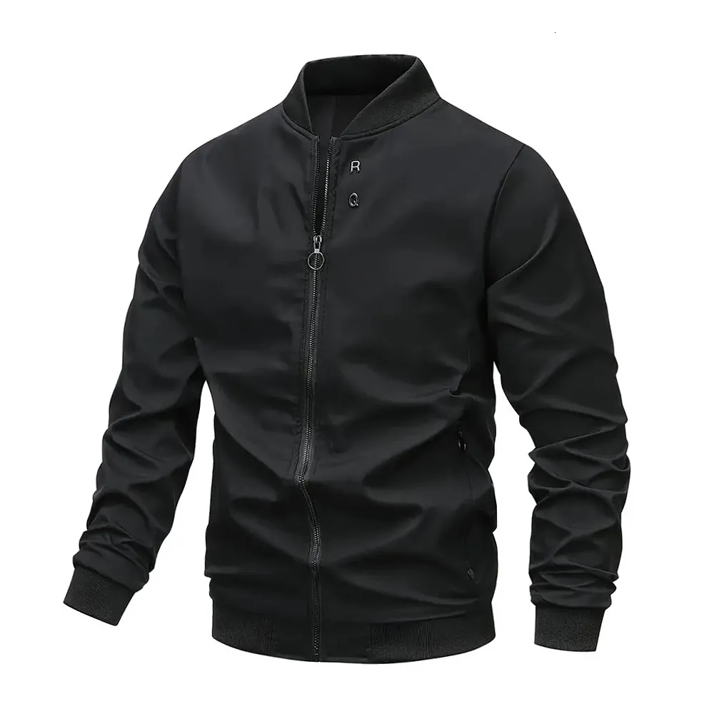 Herrenjacken Herren -Freizeitjacken mit Reißverschluss Taschen Soild RQ Letter Metall Dekoration Kleidung Outerwear S 230812