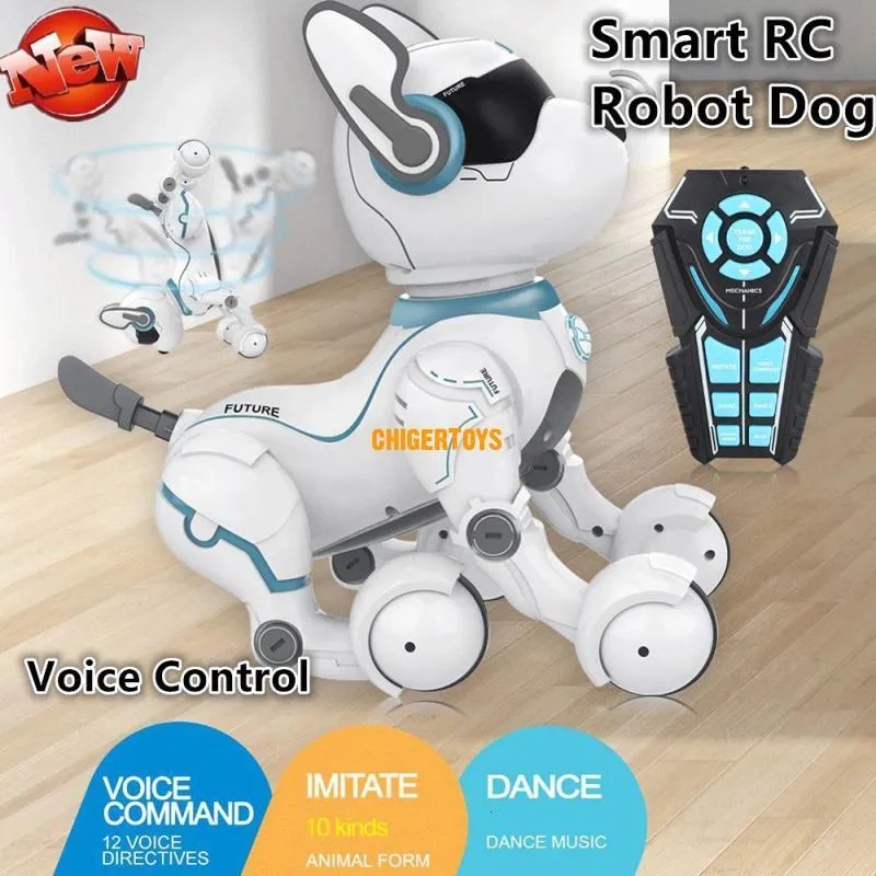 ENCRERNRC ANALMENTRO Voice Dog Dog Falando Smart RC Robot Early Education Toys Imitando vários sons de animais LED LUZES ROBOT ROBOT PET 230811