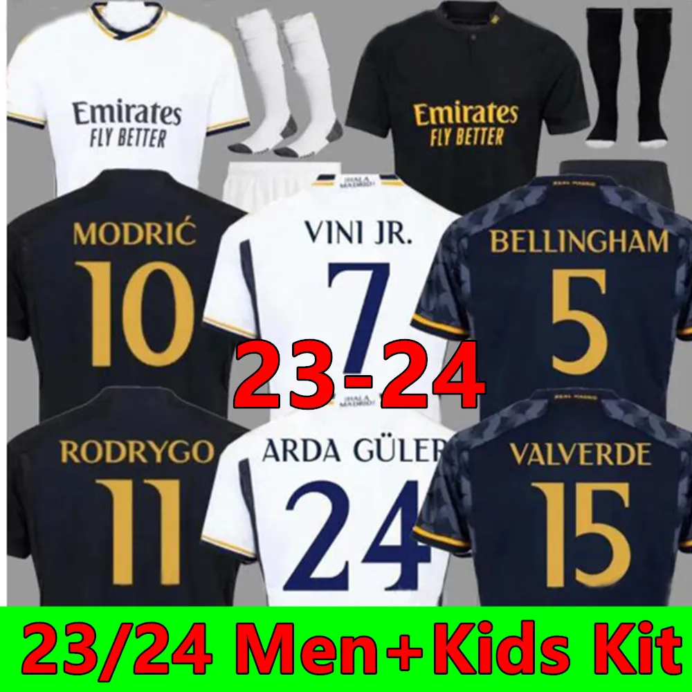 23 24 Bellingham Vini Jr Maglie di calcio Shirt calcistica Tchouameni Camavinga Alaba Arda Guler Modric Rodrygo Real Madrids 2023 2024 Camiseta Men Kit Kit Uniforms Uniforms