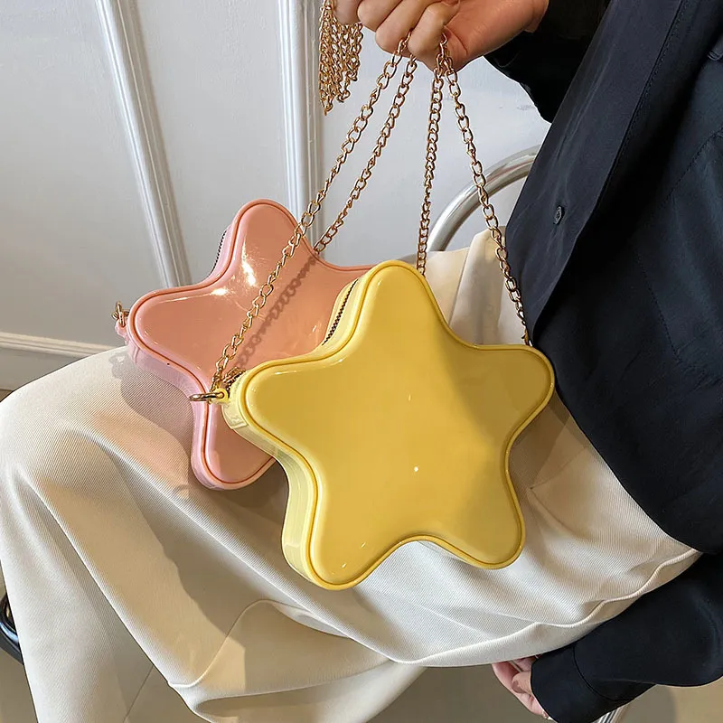 Вечерние сумки звезда форма женская сумка по кроссу милая розовая сумочка на плече с цепной конфеткой