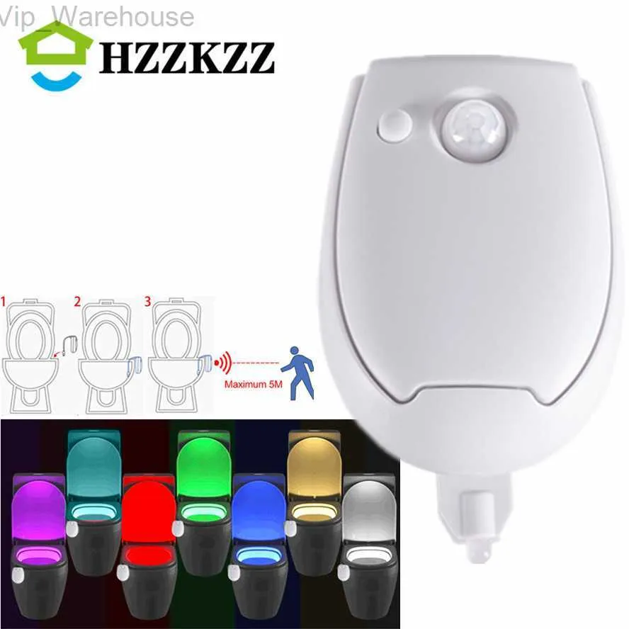 LED Smart PIR Motion Sensor Toilet Seat Night Light Waterproof