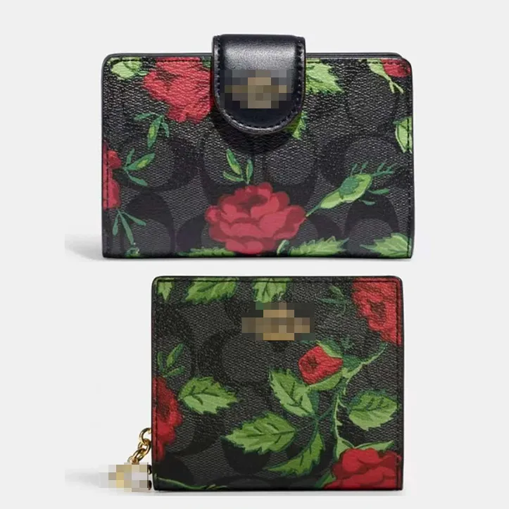 Kvinnor Floral Coin Purse Mature Short Wallet Wallet Dxhet Plånbok Spot 858