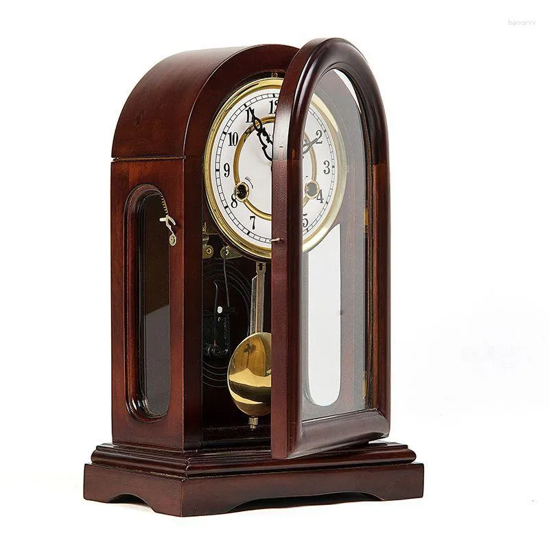 Table Clocks Pure Copper Movement Mechanical Seat Clock Old-Fashioned Feng Shui Town House Solid Wood Dotting Pendulum Upper String