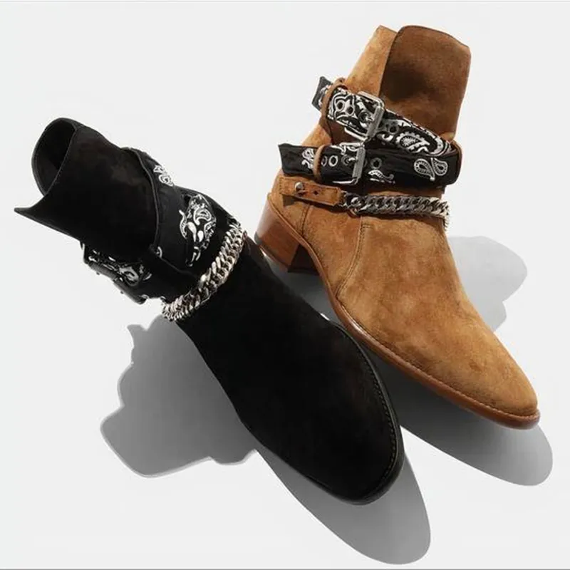 Stivali uomini neri uomini corti marrone piena fibbia cinturino rotondo caviglia per le punta per affari zapatos hombre 230811