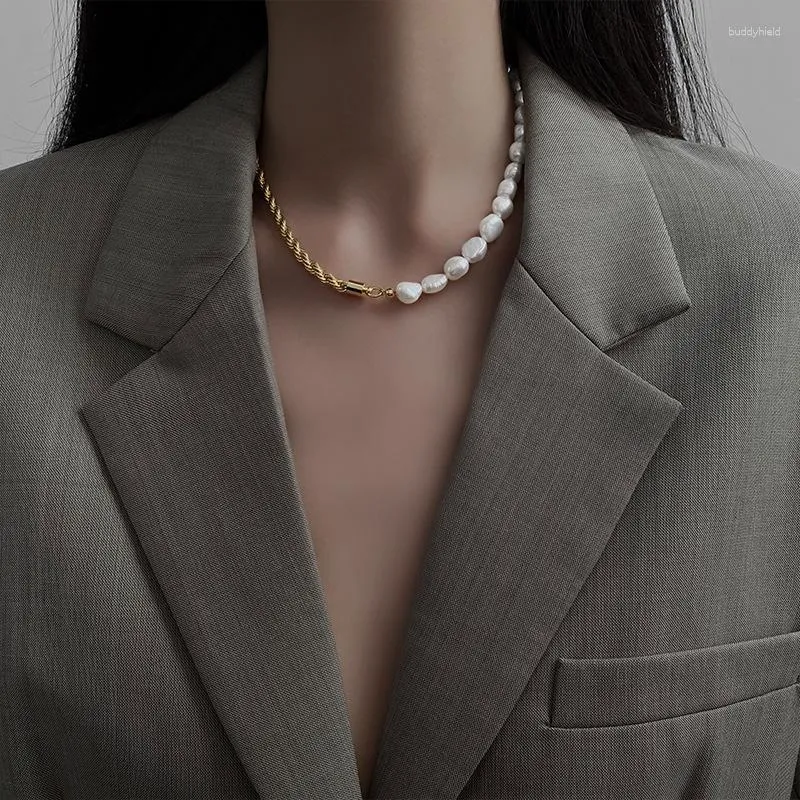 Catene francese crane cuciture in moda barocche vintage per perle per donne temperamento collana elegante e semplice gioielli