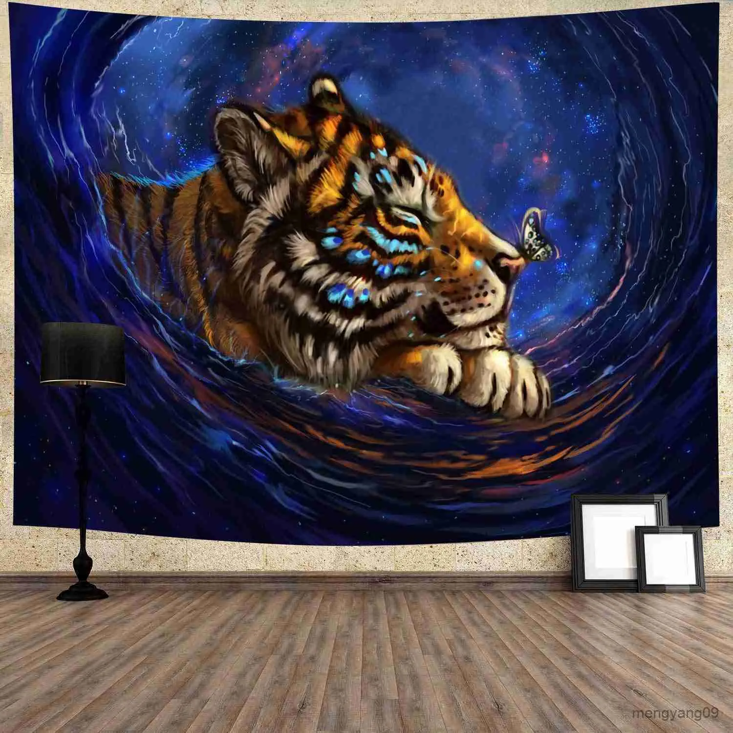 Tapisserier King of the Forest Tiger Tapestry Forest Animal Wall Hanging Tropical Rainforest Landscape For Living Room Bedroom Decorations R230812