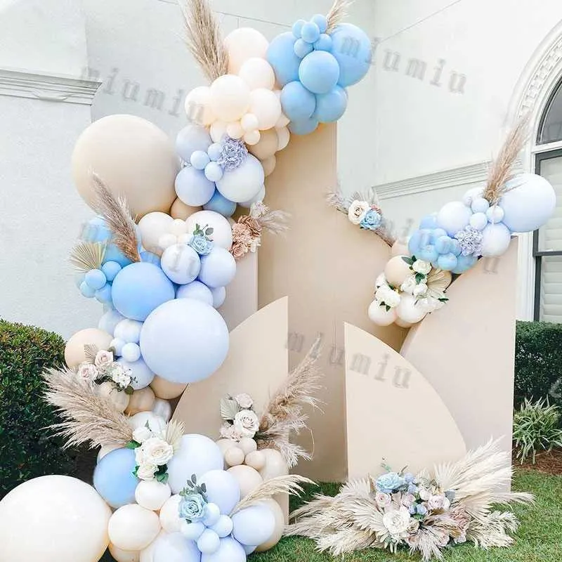 Guirlande de Ballons Double abricot bleu, décoration pour anniversaire d'enfants, décoration de réception-cadeau pour bébé, de mariage