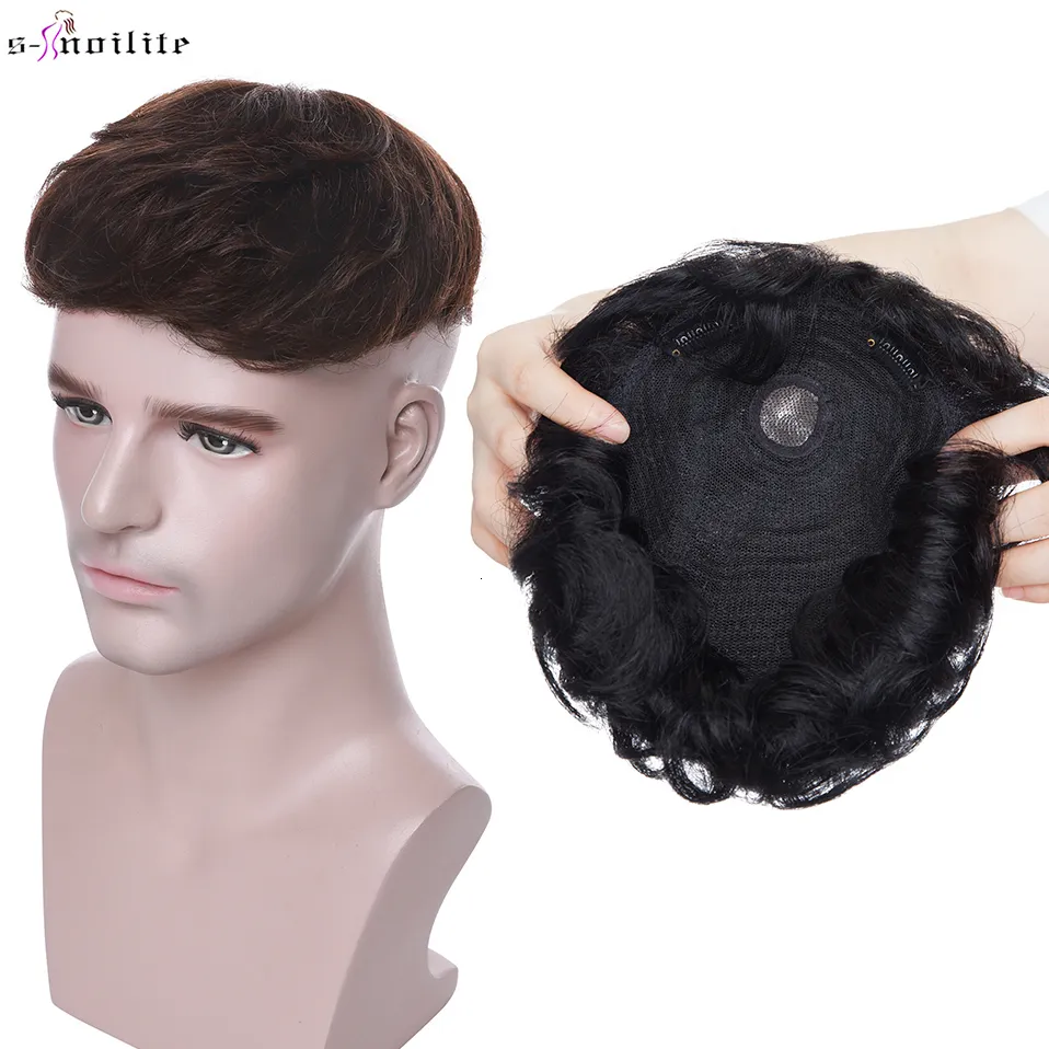 Men's Children's Wigs S-noilite 16x19cm 35g Men Toupee Human Hair Replacement System Hair Toppers Hairpiece 4Inch Hair Wig Men Clip In Hair 230811