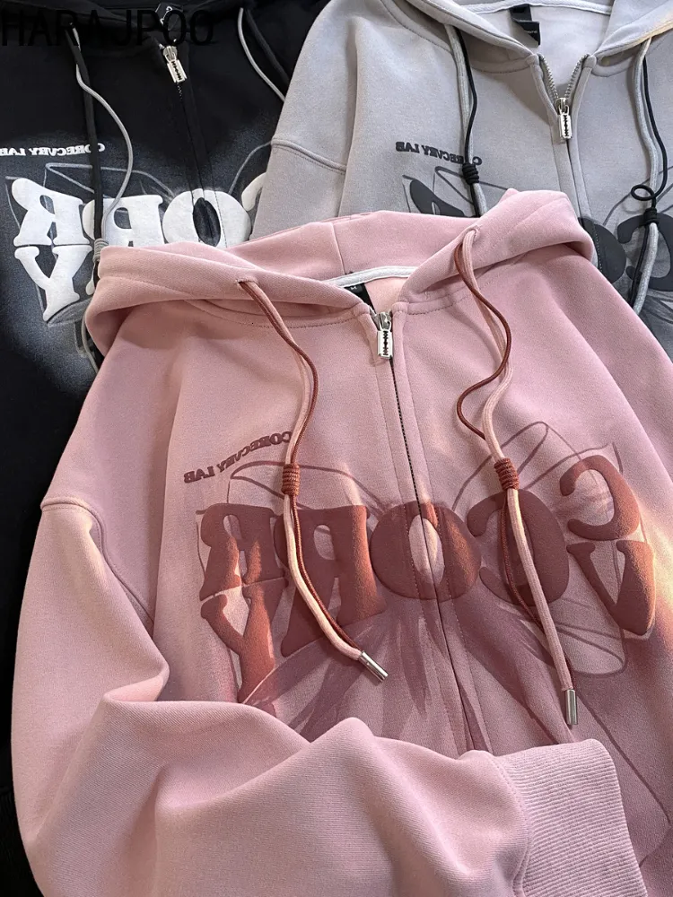 Sweats à capuche masculine Sweatshirts Harapoo Sweet Bow Imprimé rose Sweat à capuche surdimensionné Femmes Hiphop High Street Sweatshirt Salouchy Hooded Tops Automne 230811