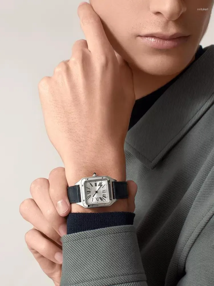 Wristwatches 2023 Top Watches Men High Quality Rectangular Men's Leather Quartz Watch For Women Couple