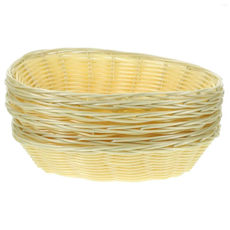 Set di stoviglie imitazione cestino di frutta rattan Porta in tessuto Porta di vallone organizzatore Organizzatore Cucina Desktop Piccoli cestini portatili