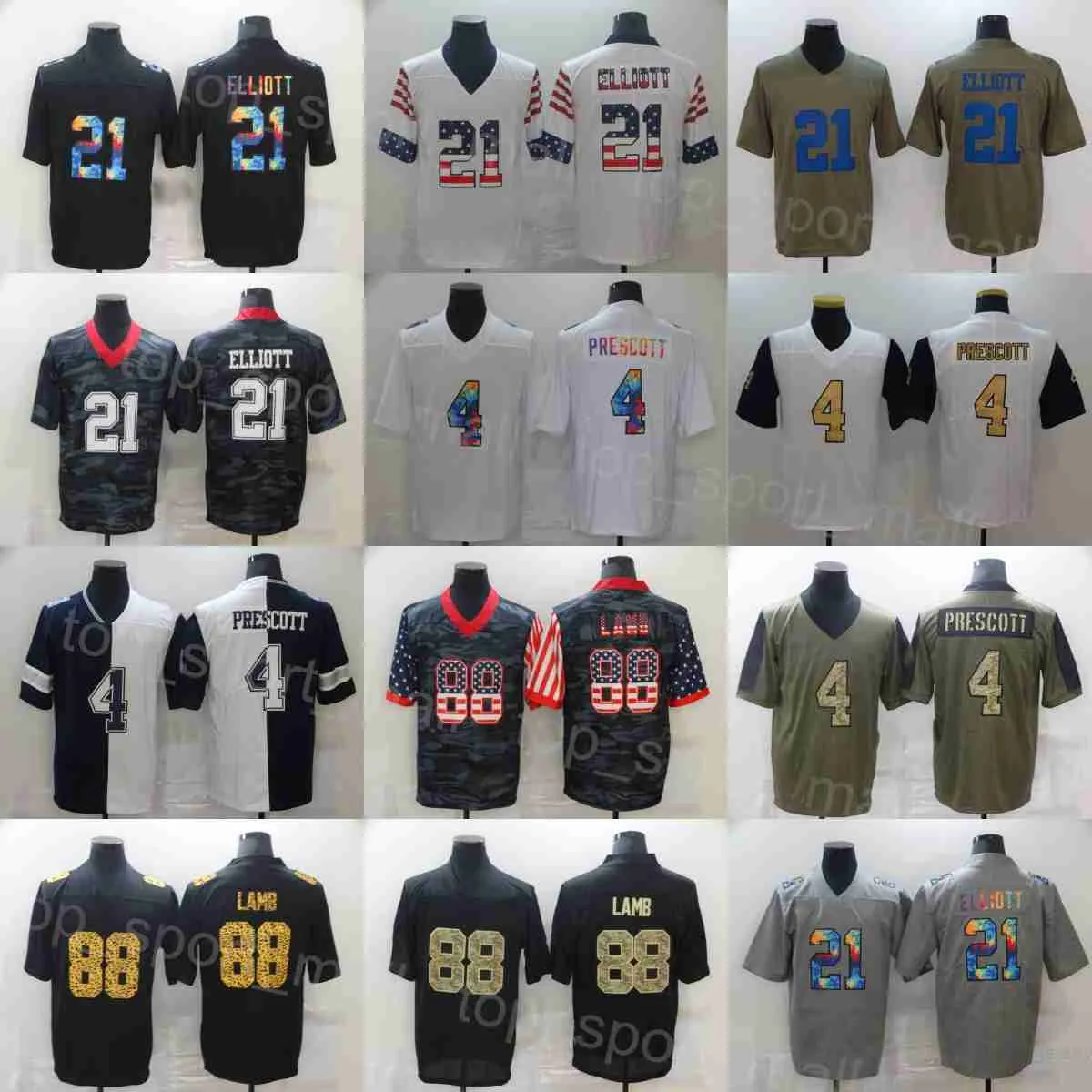 Man Football 88 Ceedee Lamb Jerseys 21 Ezekiel Elliott 4 Dak Prescott