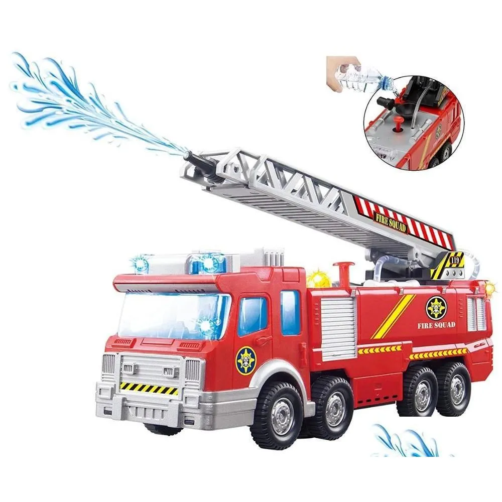 Diecast Model Cars Spray Water Gun Toy Toy Truck FireTruck Juguetes bombeiro Sam Bombeiro caminhão/motor veículo carro Música Luz educacional para Dh6wg