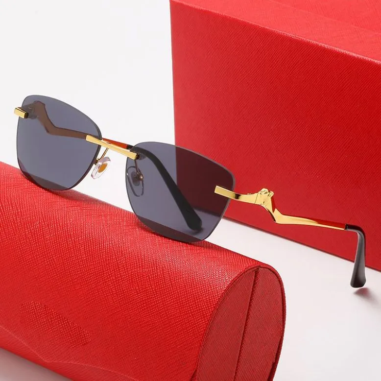 Óculos de sol carti para homens marca de luxo com óculos de sol polarizados femininos de leopardo sem moldura óculos de moldura Metal Ornamental Ornamental Black Sunglasses