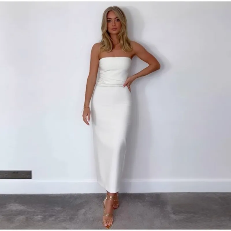 knee length dresses for ladies Cut-Out Ruched Halterneck Maxi Dress in White - XXL main image 0