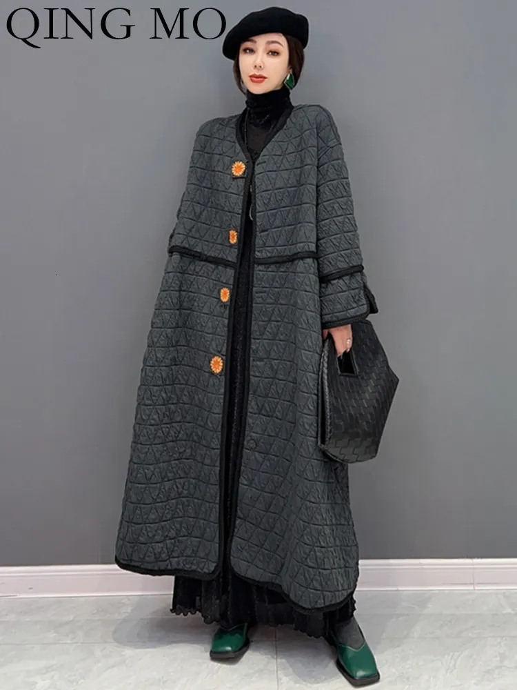Vestes pour femmes Qing mo printemps automne cor en tendance de mode grande taille longueur de la cheville manteau coton femme streetwear zxf876