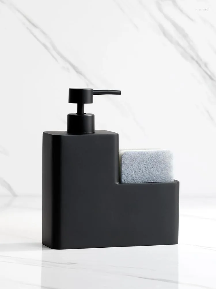 450ml Black Bathroom Liquid Soap Holder With Sponge Holder Pump Bottle ...