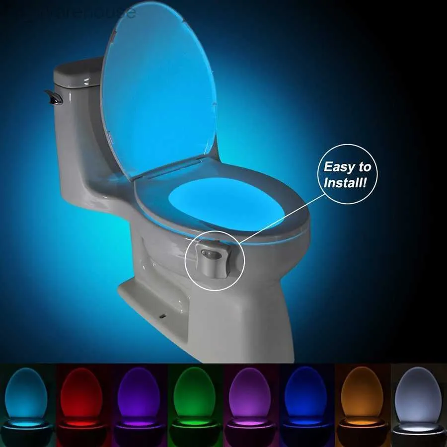 Smart PIR Motion Sensor Toilet Nachtlicht LED Body Motion Activated on/Off stoel Sensor Lamp 8 Kleuren PIR Toilet Nacht Lichtlamp HKD230812