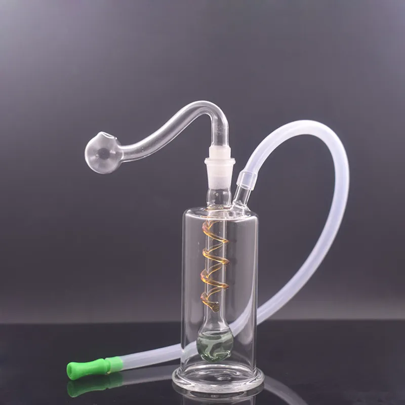 Avec tuyau de brûleur à huile en verre de 10 mm Mini le brûleur à huile en verre portable Bong Bong Hookah Water Pipes avec des bangs de grée